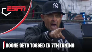 Aaron Boone gets ejected after arguing with umpire | ESPN MLB