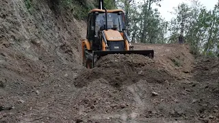 The Road Connecting Hills and City-JCB Backhoe Loader-Leveling it