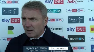 Paul Simpson speaking after the Leyton Orient defeat