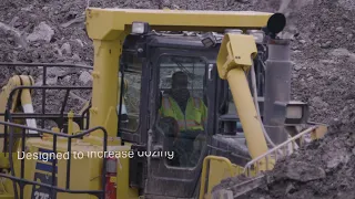 The Komatsu D375A mining dozer is equipped with a low drive undercarriage