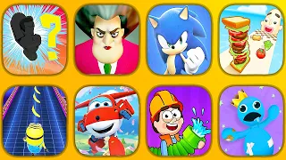 Skibydi i.o,Scary Teacher,Sonic Forces,Sandwich Run,Minions,Super Wings,Flow Legends,Kick Rainbow