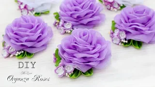 РОЗЫ ИЗ ОРГАНЗЫ, МК / DIY ORGANZA ROSE