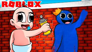 BEBE NOOB PINTANDO con AEROSOL A BLUE "RAINBOW FRIENDS y SONIC 🎨🧑‍🎨 en ROBLOX