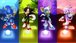 Matel Blue Sonic 🆚 Shadow Sonic 🆚 Rouge Sonic 🆚 Blaze The Cat Sonic | Sonic Tiles Hop EDM Rush