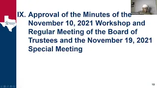 Lone Star College Board of Trustees Meeting, December 8, 2021