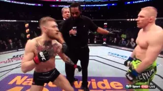 Conor McGregor flips the bird..