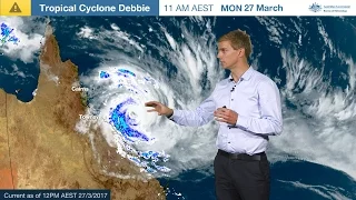 ⚠Weather Update: Severe tropical cyclone Debbie, 27 March 2017