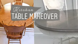 OLD Kitchen Table Makeover Light Grey Stain | beginner friendly, step by step how to