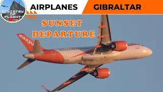 Sunset Departure with Radio Communications easyJet at Gibraltar