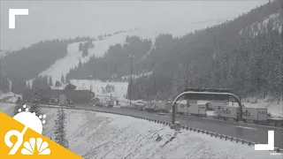 Snow falls in the mountains of Colorado