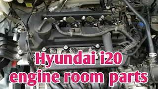 Hyundai i20 के बोनट के नीचे सारे parts की जानकारी Hyundai i20 engine parts under bonet.