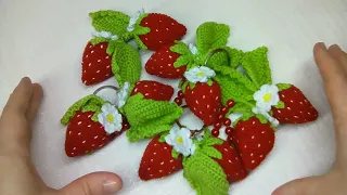 Клубника /Подробный мастер класс /Брелок/ Crochet Keychain Strawberry