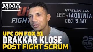 UFC on FOX 31: Drakkar Klose Says 'It Sucked' Fighting 'Friend' Bobby Green