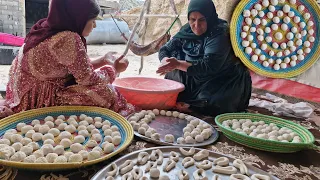 Preparation of local curd by nomadic mother and daughter