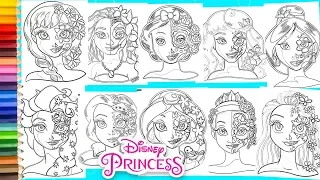 Coloring Disney Princesses Sugar Skull COMPILATION - Coloring Pages for kids