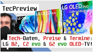 LG B2, C2 & G2 OLED: Alle technischen Daten, Preise & Termine! | Unterschiede erklärt! | TecPreview