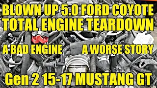 15-17 Ford Mustang 5.0 Coyote BLOWN ENGINE Teardown. A Core With a Story You'll Want To Hear!