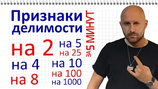 Признаки делимости на 2, 4, 8, 5, 25 за 5 минут