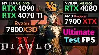 Diablo 4 RTX 4090 vs 4080 / RX 7900 XTX vs RTX 4070 Ti / 1080p 1440p 4K 8K / Native DLSS 3 FSR 2