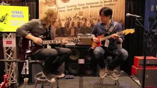 Matt Schofield and Tomo Fujita with Eminence at NAMM 2016