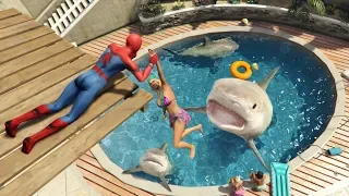 GTA 5 Water Ragdolls | Spiderman vs Shark ep.3