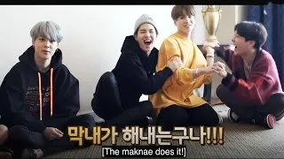 JUNGKOOK (정국 BTS) makes his hyungs laugh so hard!