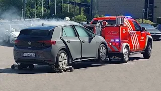 Elektroauto brennt TBF-W Bergung aus Parkhaus