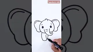 Cute baby elephant drawing step by step