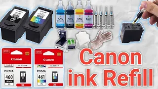 Canon PG-460 Black and CL-461 Colour Ink Cartridge refill.How to Refill canon ink Cartridge tutorial