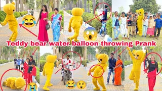 Teddy bear Watter balloon Throwing Prank part -2| Public Funny reaction |crazy video 🤣🤣| #teddyboy