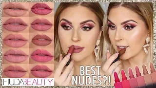 best nude lipsticks!? 👀 lip swatches ft HUDA BEAUTY POWER BULLET MATTE LIPSTICK