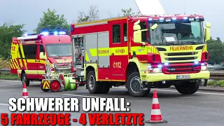 [SCHWERER AUFFAHRUNFALL AUF DER A3] - 5 Fahrzeuge beteiligt | 4 Verletzte | Feuerwehr Ratingen -