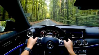 Mercedes E 350 e hybrid 4k POV autumn ASMR forest drive