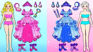 DIY Ideas for Dolls - Rapunzel Rosa VS Elsa Azul Maquiagem e Vestir-se - LOL Surprise DIYs