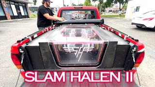 Crazy Hair Raising BASS! Slam Halen Mazda truck 18kw System 6 12" Subs Bandpass Blow-Thru (Finished)