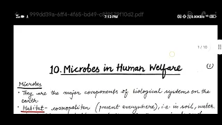 new handwritten notes of Microbes in human welfare chapter 10 class 12th biology with pdf