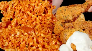 ASMR CARBO FIRE NOODLES AND BBURINKLE CHICKEN AND CHEESE BALLS 까르보 불닭 볶음면, 뿌링클 치킨, 치즈볼 MUKBANG