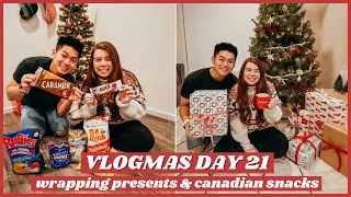 WRAPPING PRESENTS, HOT CHOCOLATE & TRYING CANADIAN SNACKS | VLOGMAS DAY 21