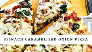 Spinach Caramelized Onion Pizza | ThymeWithApril