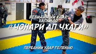 Невидимый удар Хапкидо.  Передний удар голенью