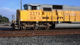 [HD] Five Union Pacific Freights at Stockton, afternoon Dec13 2014