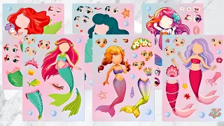 [ToyASMR] Puzzle Sticker Book DressUp Princess Ariel, Mermaid 🧜🏻‍♀️🐠  #stickerplay #asmr