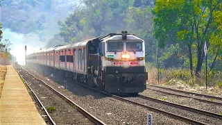 Beautiful Konkan Railway : Food King of Indian Railway : Mandovi Express speedy crossing Vilavade