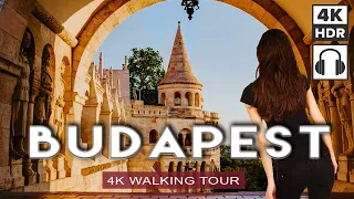 BUDAPEST, HUNGARY 🇭🇺 Walking Tour | Fisherman's Bastion, Buda Castle, Várkert Bazaar [4K, Captions]