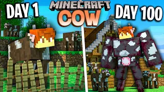 I survived 100 Days as a COW in Minecraft