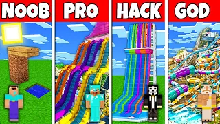 Minecraft Battle: NOOB vs PRO vs HACKER vs GOD! WATER PARK BUILD CHALLENGE in Minecraft