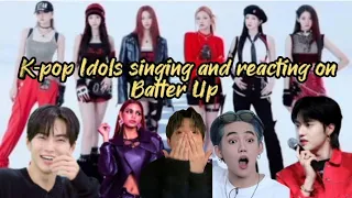 k-pop Idols singing and dancing to Babymonster debut song "Batter Up"