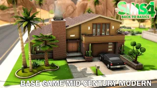 BASE GAME MID CENTURY HOUSE // Back to Basics Collab // Sims 4 Speed Build // NoCC