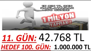 11. GÜN - 100 GÜNDE 15 BİN TL' DEN BAŞLAYIP MİLYONER OLMAK!!! - 100 GÜNDE PORTFÖYÜ 1 MİLYON YAPMAK!!