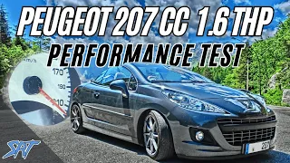 SRT - Peugeot 207 CC 1,6 THP 155 HP stock 0 - 200 km/h & Top Speed Test #1 - Acceleration HD